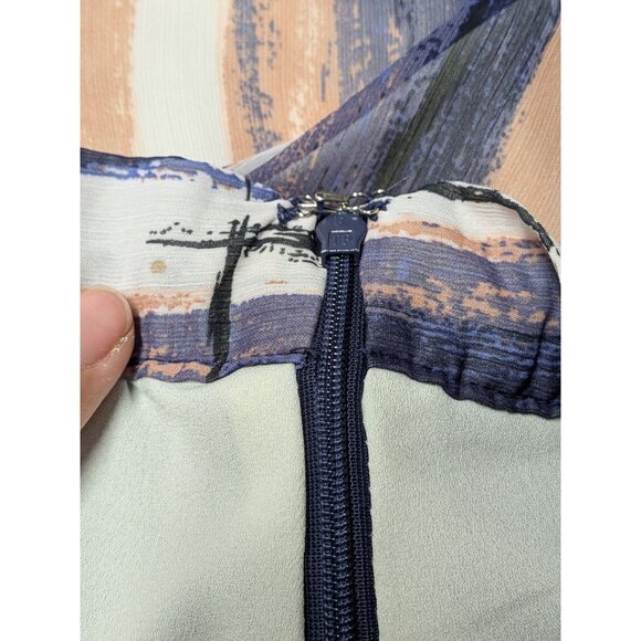 Modcloth Midi Skirt Women Size 2X Watercolor Striped Flowy Artsy Festival Office - Picture 6 of 13